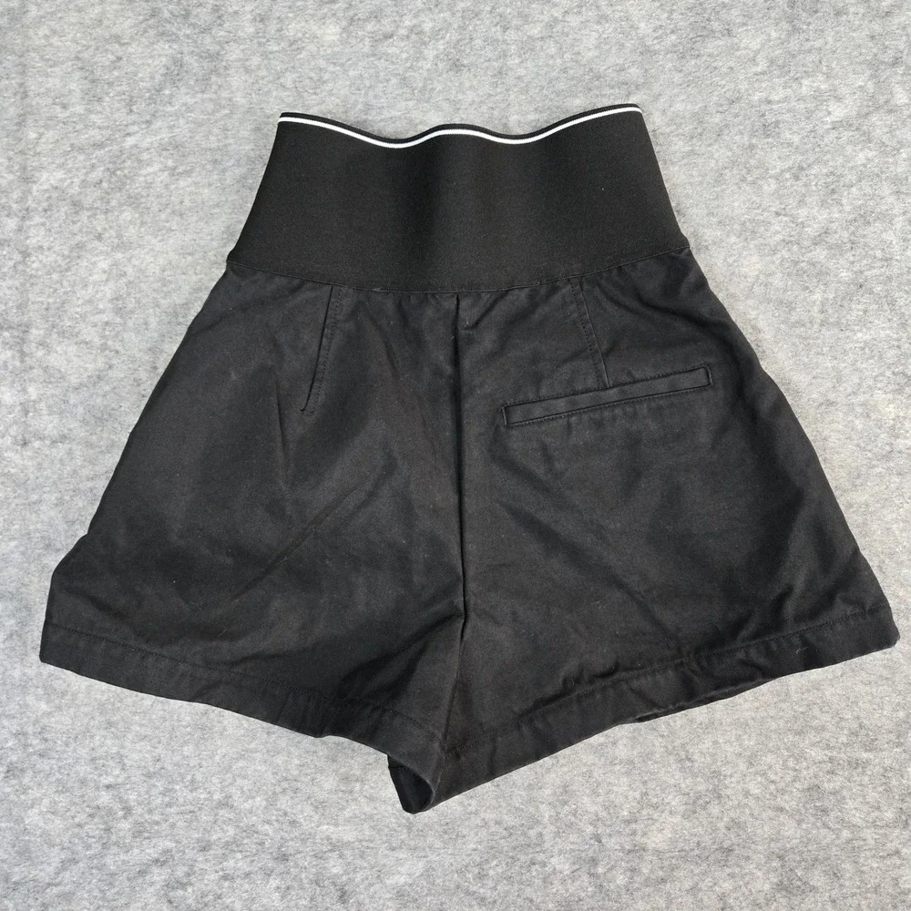 Alexander‎ Wang Black Logo Waistband Pleated Shorts Womens 0